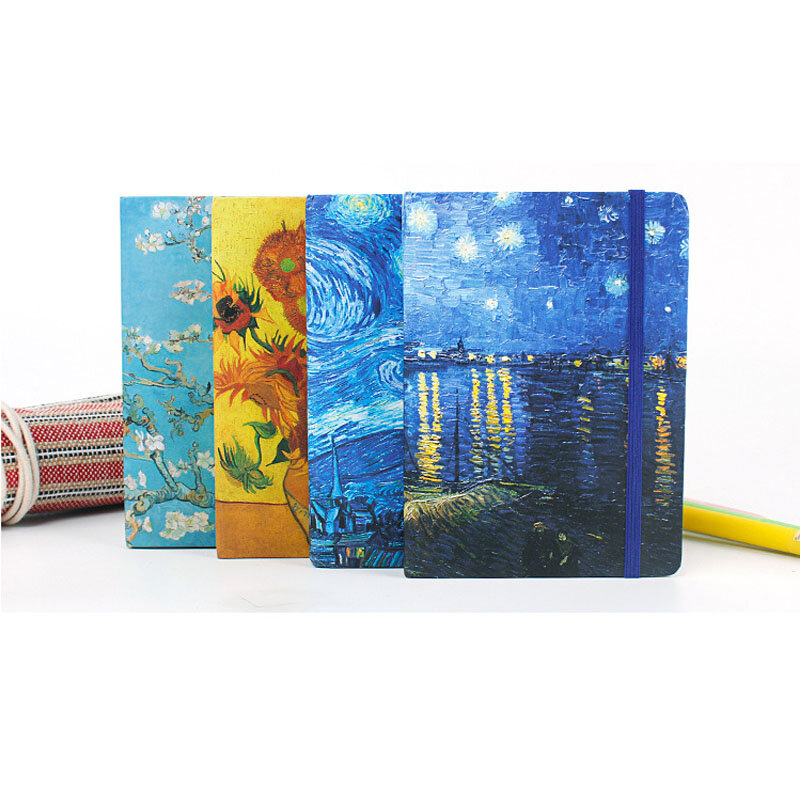 A5 Mini Vincent Van Gogh Notebook Sketch Book Travel Travellers Bullet Journal Stencil Divider Agenda School