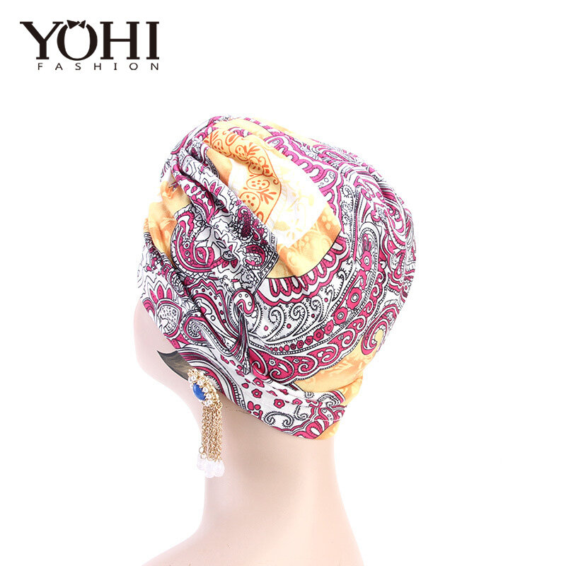 2018 New fashion Ethnic wind vortex knotted hooded hat African fashion fashion hat Muslim hat for women Turban