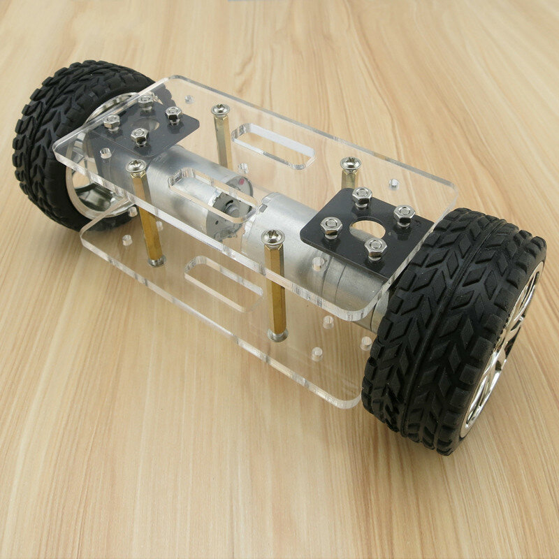 JMT Acrylic Mobil Bingkai Chassis Self-balancing Mini Dua drive 2 Roda 2WD DIY Robot Kit 176*65mm Teknologi Penemuan Mainan