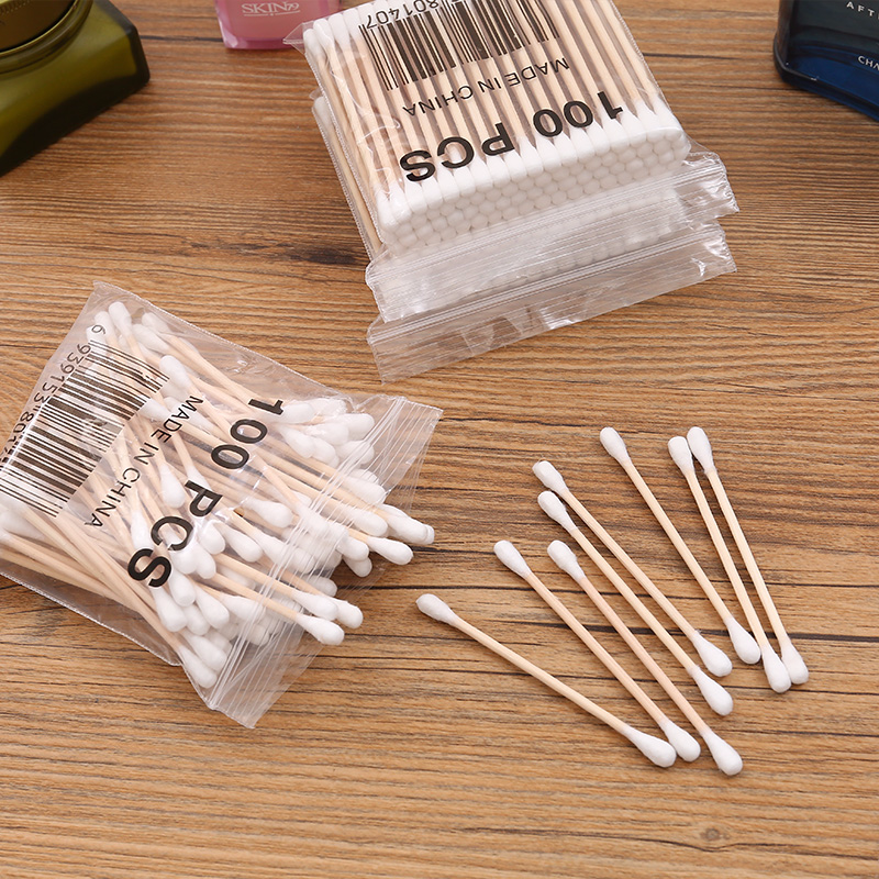 100 pcs/Pack Bambus Baumwolle Knospen Baumwolle Tupfer Medizinische Ohr Reinigung Holz Sticks Make-Up Gesundheit Werkzeuge Tampons Cotonete Focallure
