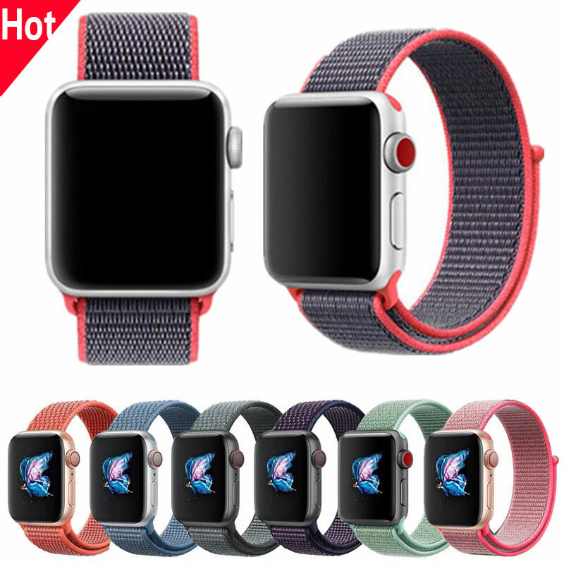 Nylon Sport Loop Replacment Band Series 2 3 4 Lightweight Soft Breathable Woven Strap 38mm 42mm 40mm 44mm for Apple Watch