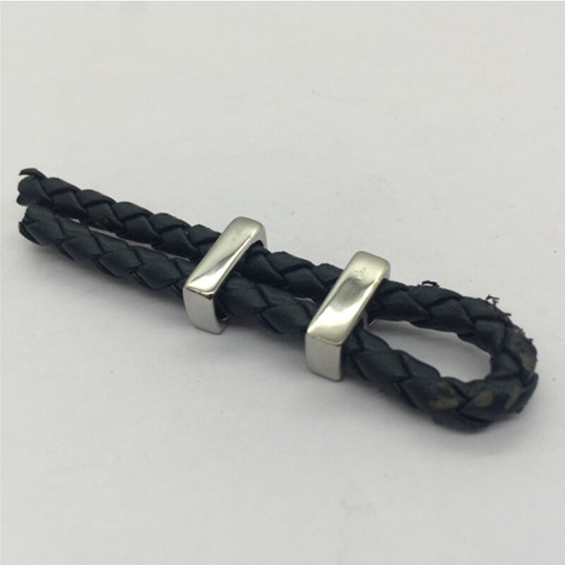 Dois furos de aço inoxidável personalizado charme/contas espaçador ajuste pulseira que faz jóias de couro diy espaçador contas de metal