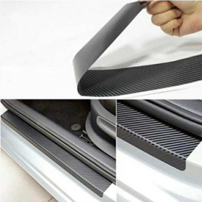4Pcs Car Door Sill Protector Door Sill Scuff Plate Carbon Fiber Stickers Cover Door Anti Scratch for Cars SUV Truck Pickup