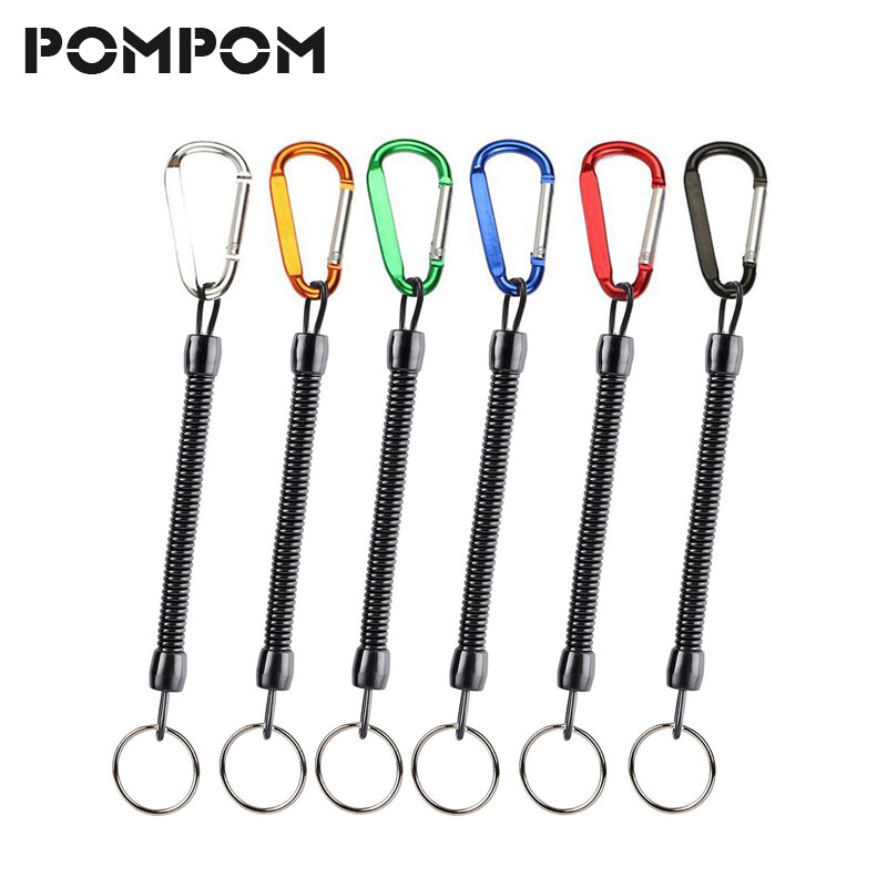 Fashion Spiral Stretch Coil Keychain For Fishing Spiral Lanyard Safety Coiled keychain Keyring Sleutelhanger keycord llavero