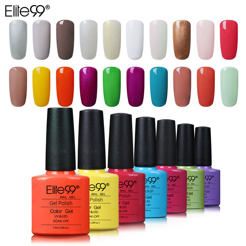 Elite99 7.3ml Gel Nail Polish Pure Color Nail Art Design Manicure Soak Off Enamel Gel Polish UV Gel Nail Polish Lacquer Varnish
