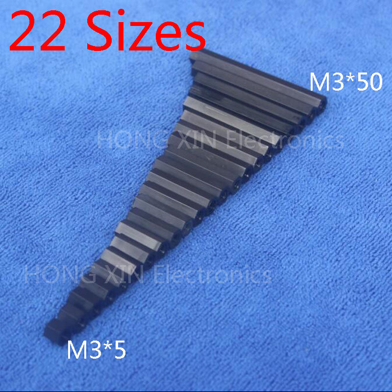 黒とプラスチックの六角スペーサーブラックm3 * 11,高品質,11mmナイロン