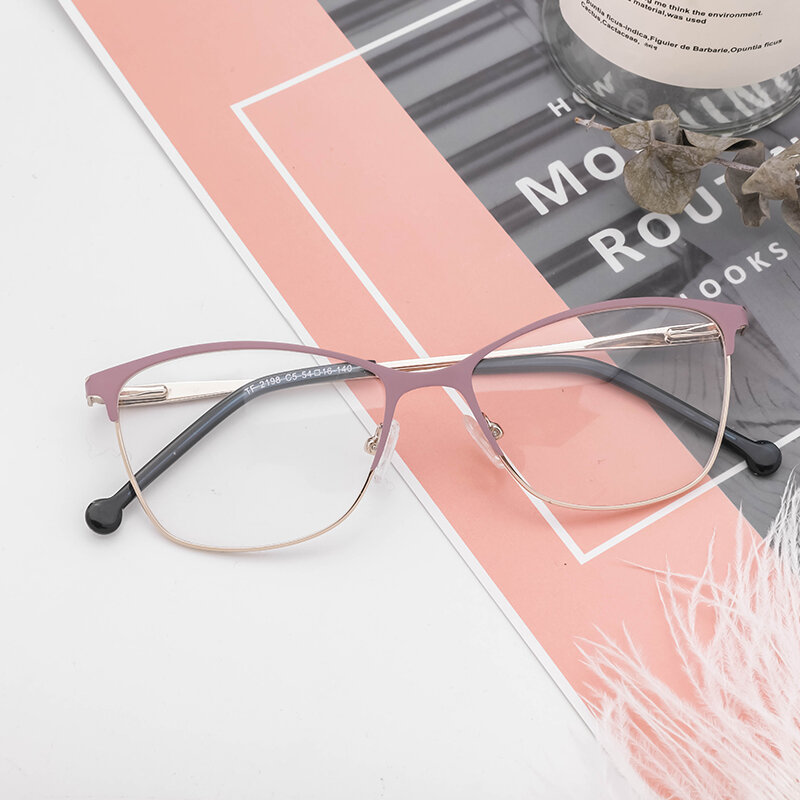 Gafas ópticas de Metal para mujer, anteojos con prescripción de moda para miopía progresiva/fotocromática/gafas de lectura para ordenador # TF2198