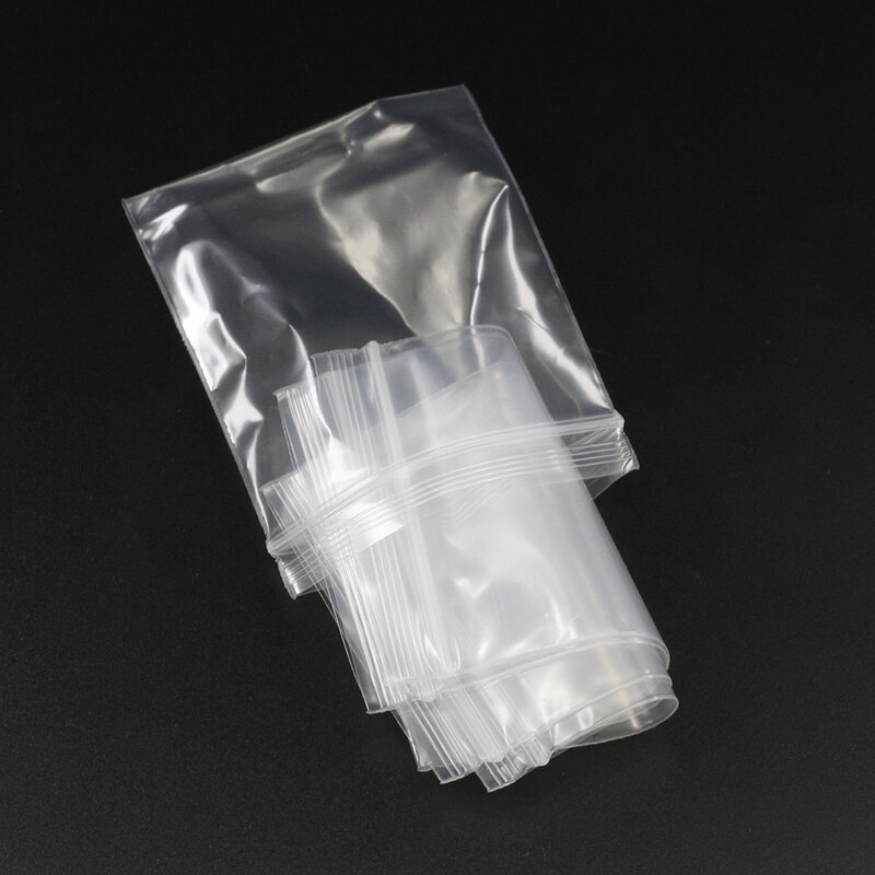30-100 pz/pacco 4*6/5*7/6*8/7*10 confezione di gioielli spessi sfusi confezione con cerniera chiusura richiudibile plastica trasparente poli sacchetto regalo