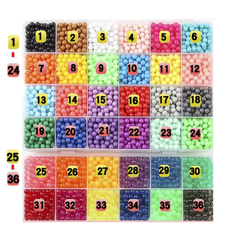 6000pcs 24 colors Refill Beads puzzle Crystal beads DIY water set ball games 3D handmade magic toys for children