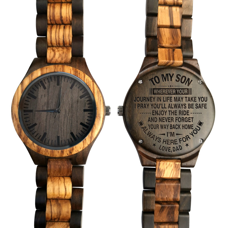 Dad To Son I Pray You'll Always Be Safe Enjoy The Ride And Never Forget I'm Always Here For You Engraved Wooden Watch