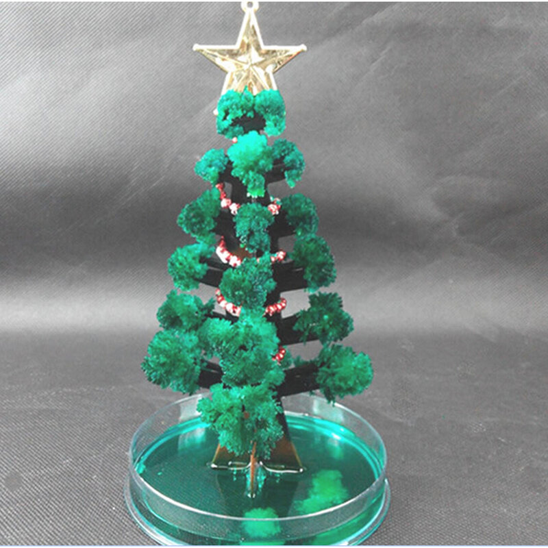 17Cm DIY Kertas Penumbuh Ajaib Visual Pohon Kristal Hijau Ilmu Penumbuh Magis Pohon Natal Anak Mainan Bayi Lucu untuk Anak-anak