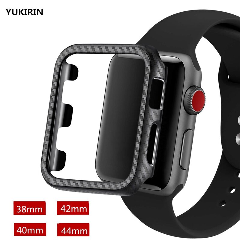 YUKIRIN Ultra Thin Carbon Fiber Lines PC Case Protective Frame For Apple Watch Series 4 3 2 1 iWatch 38 42MM 40 44MM Band Case