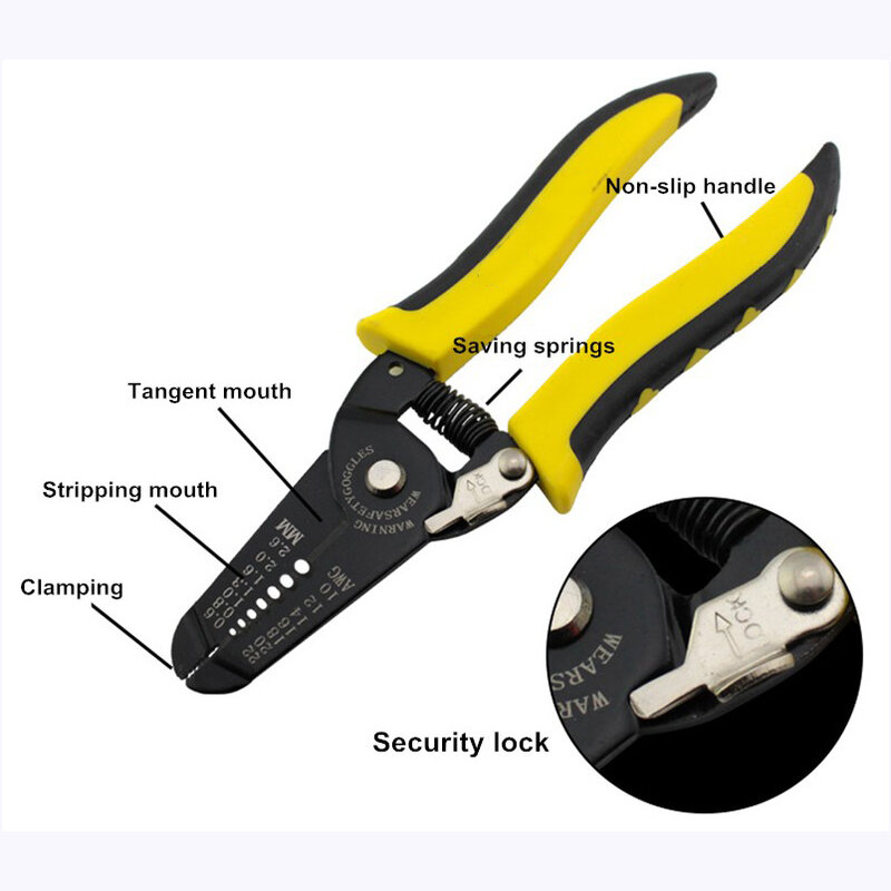 Free Ship 7" 0.6-2.6mm Portable Wire Stripper Pliers Crimper Cable Stripping Crimping Cutter Hand Tool  for Electrical