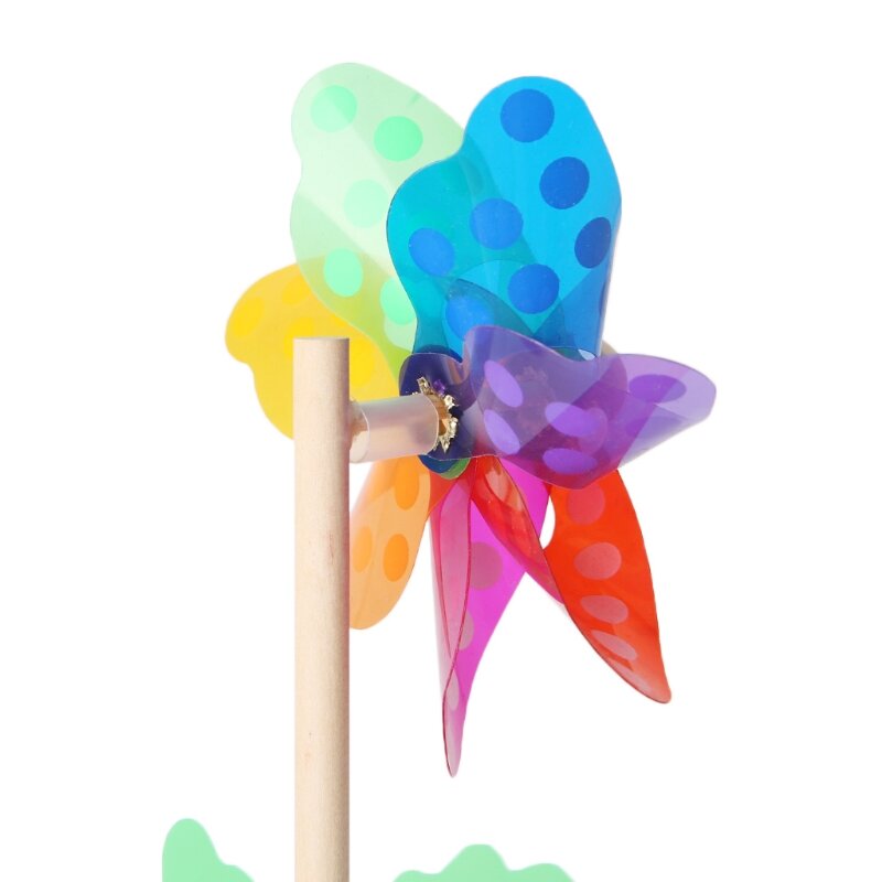 HBB Mainan Kincir Angin Anak-anak Dekorasi Taman 7 Daun Warna-warni Luar Ruangan Spinner