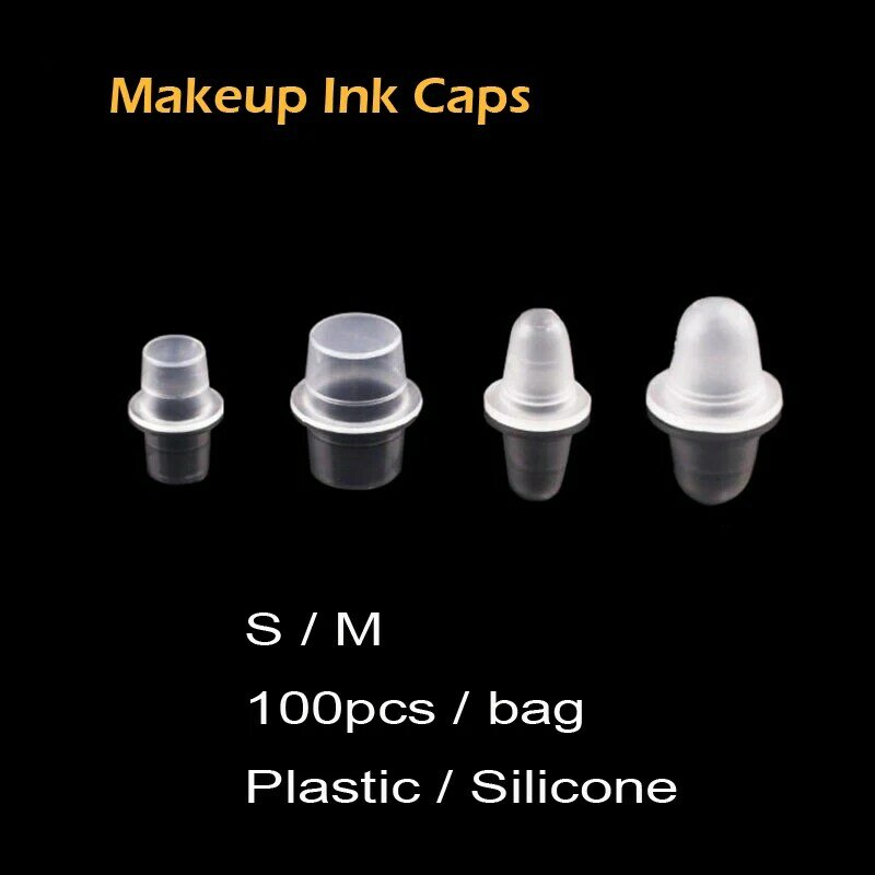 S/M Größe Silikon/Kunststoff Permanent Make-Up EyebrowTattoo Tinte Tassen Microblading Pigment Caps 100pcs/tasche