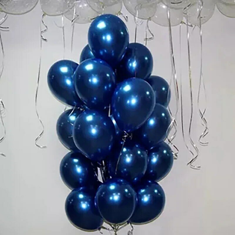Lot de ballons en latex de couleur bleu encre pour fête,10 pièces en métal, or, argent, accessoires de mariage, d'anniversaire, de festival, fournitures de célébration