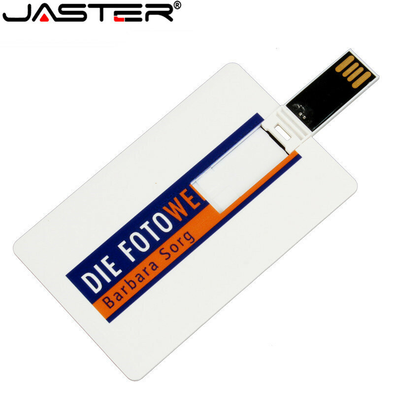 JASTER 고객 로고 화이트 카드 모델 usb 플래시 드라이브 로고 인쇄 신용 카드 pendrive 4GB 8GB 16GB 32GB U 디스크 메모리 스틱