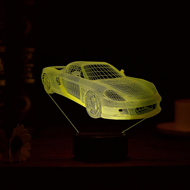 LED 3D TOUCHกีฬารถเด็กRoom Night Lightแสงอะคริลิค 7 สีเปลี่ยนตารางโคมไฟเด็กของขวัญรีโมทคอนโทรล