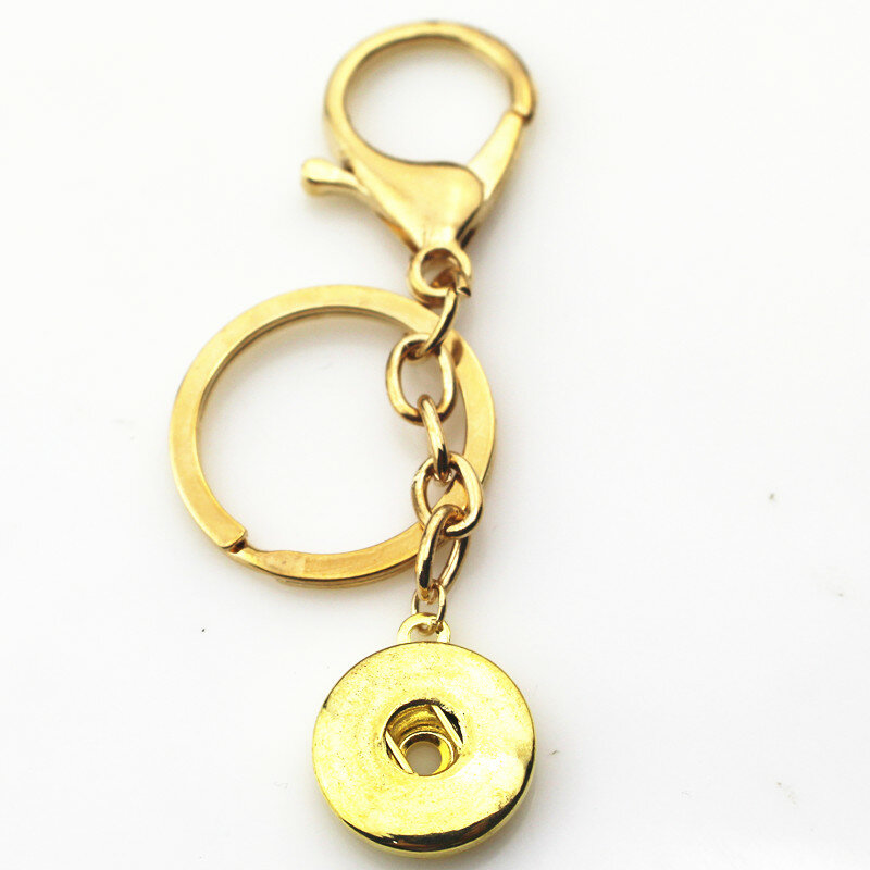 Porte-clés à fermoir mousqueton en or, 10 pièces/lot, pour boutons à pression de 18mm, bijoux à faire soi-même