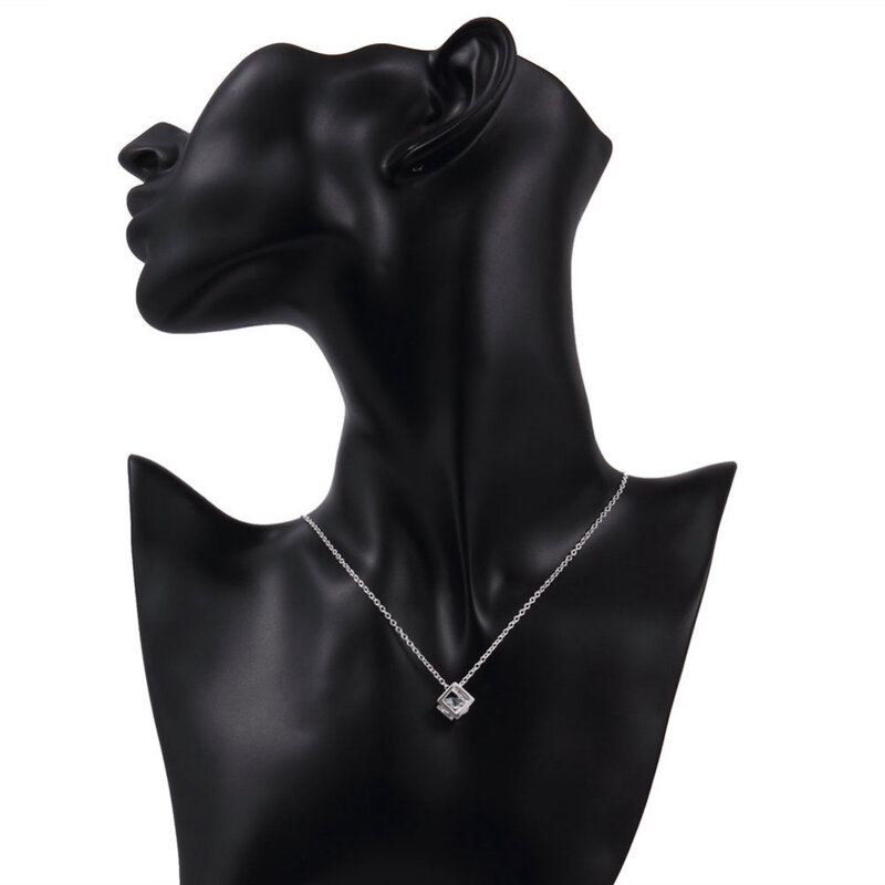 Colliers en argent Sterling 925 pour femmes, Style Simple, élégant, forme carrée, nouveau Long pendentif en zircone cubique, bijoux fins pour femmes