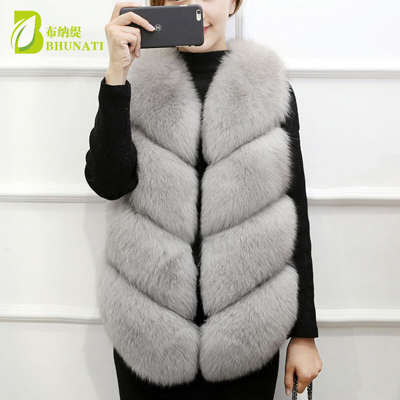 Модный зимний женский меховой жилет, плотное теплое короткое меховое пальто из искусственной лисы с круглым вырезом, женская меховая куртка, верхняя одежда для женщин, размеры до 4XL
