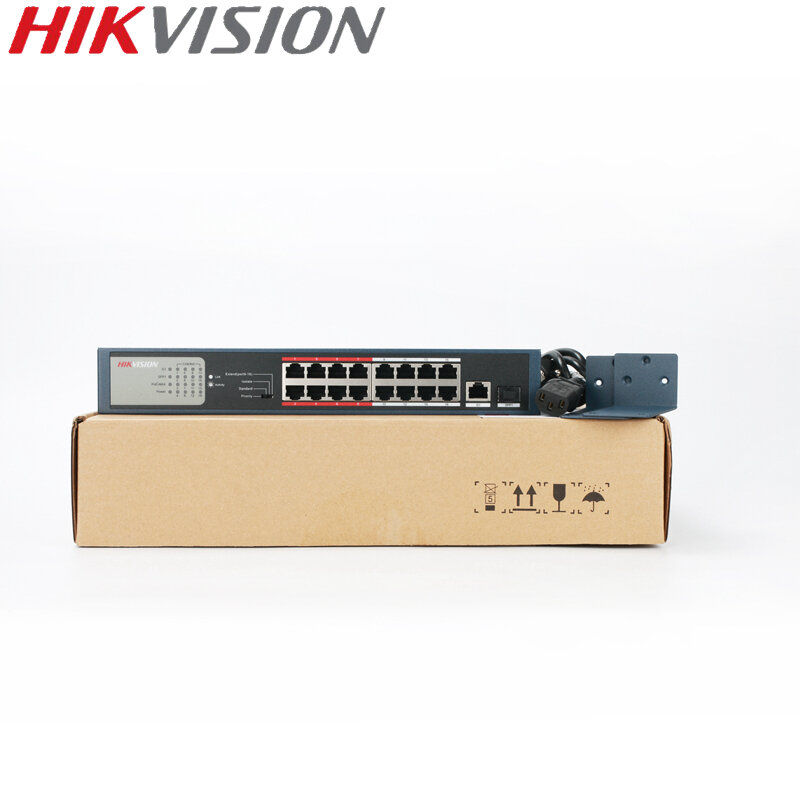 Hikvision-ipカメラ用poeスイッチDS-3E0318P-E/m,16ポート,10/100 mbps,1アップリンク,1000m,16ch nvrおよびcctv用