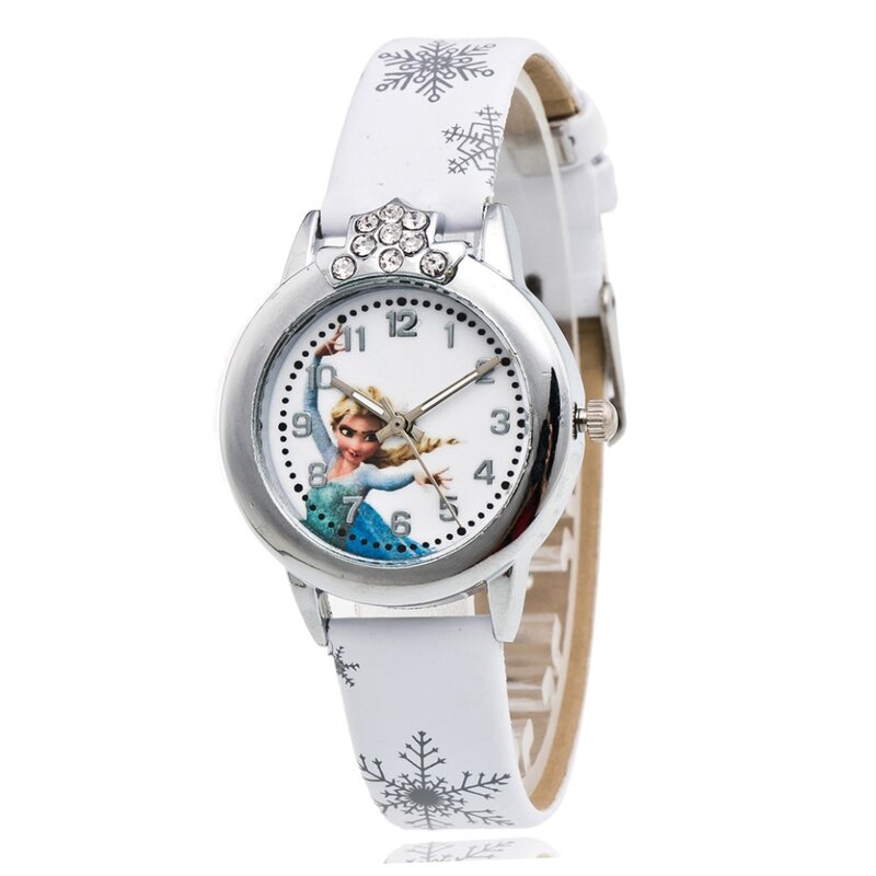 Nowy zegarek dla dzieci z postaciami z kreskówek księżniczka elza Anna zegarki moda dziewczyna dzieci Student śliczne skórzane sportowe zegarki analogowe