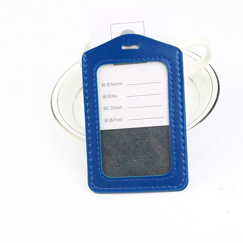 10 pcs/lot Vertical High Quality PU Leather ID Badge Case Clear and Color Border Bank Credit Card Holders ID Badge Holders
