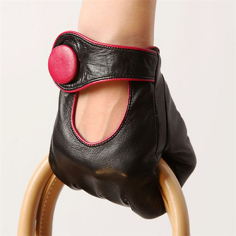 Gants en peau de mouton pour femmes, haute qualité, élégant, en cuir véritable, cinq doigts, pour la conduite, EL028NN-5