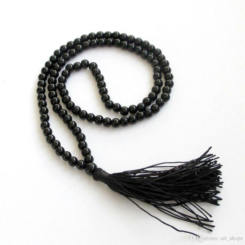FFREE SHIPPING**AAA 6mm 108 Black new Gem Beads Tibet Buddhist Prayer Mala Necklace