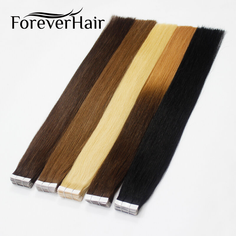FOREVER HAIR 2.0g/pc 18" Remy Tape In Human Hair Extensions Natural Human Hair Invisible Skin Weft Seamless Straight 20pcs/pac