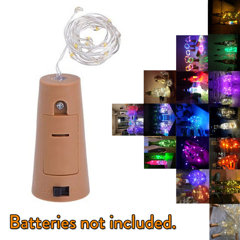 Cadena de luces LED con batería, alambre de cobre plateado, impermeable, para fiesta, boda, Navidad, Hada, decoración de Navidad, 2M, 20LED