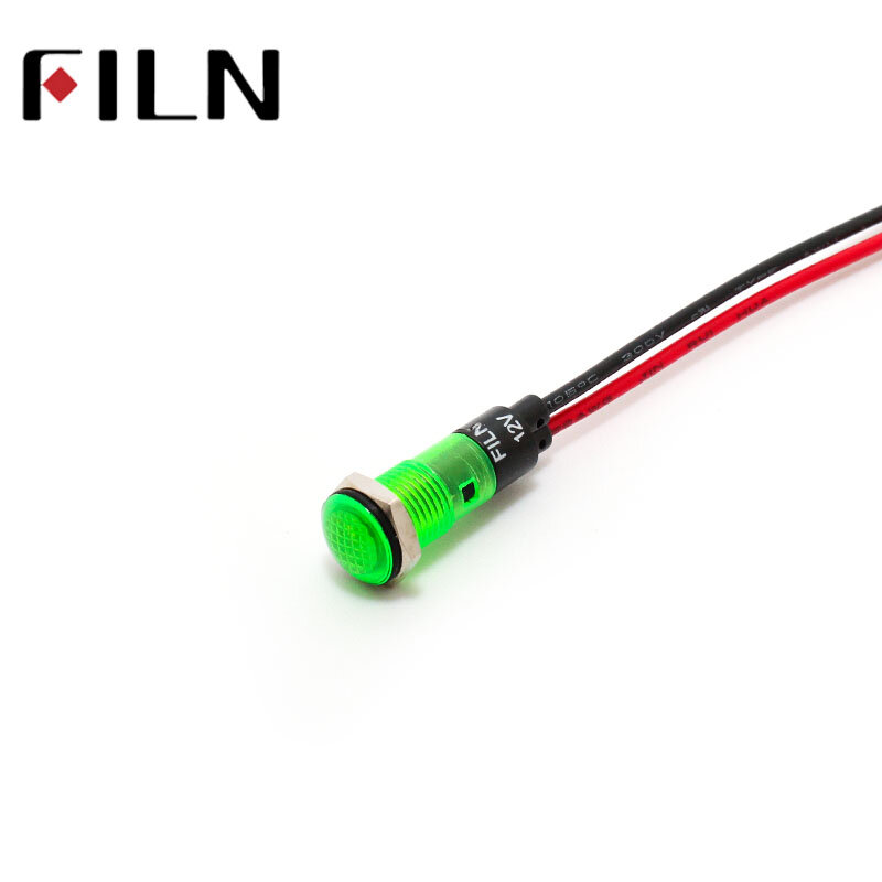 FILN-lámpara indicadora de luz led, luz piloto de señal, 6 Voltios, 120v, 12V, 24V, 8mm