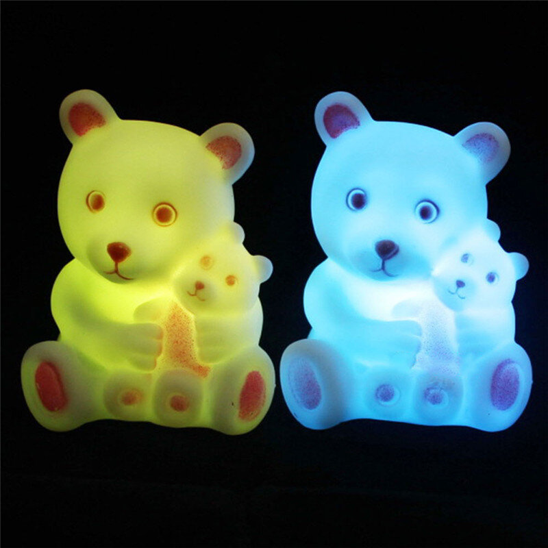 아이들을위한 만화 밤 빛 동물 전등 곰 밤 빛 RGB 귀여운 고정 장치 조명 밤 램프 어린이위한 어린이