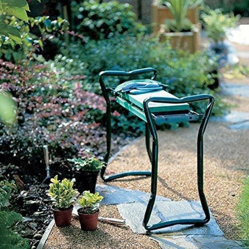 Jardim kneeler com alças dobrável de aço inoxidável jardim fezes com eva ajoelhado almofada jardinagem presentes fornecimento sem saco