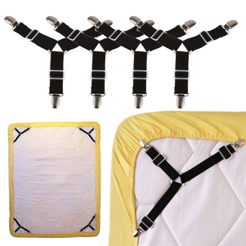 Pinces porte-drap de lit, 4 pièces, attaches de couverture avec Clips métalliques, TSLM1