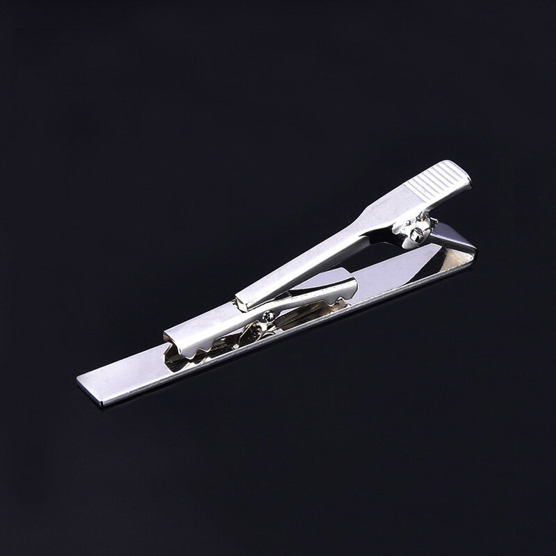 Clip de corbata de Metal plateado para hombre, broche de corbata de boda de 5,8 cm, barra de corbata de caballero, alfiler de corbata de cristal para regalo, 1 pieza