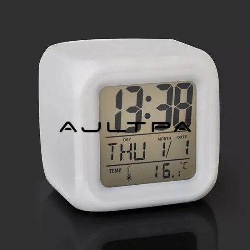 Réveil numérique à 7 couleurs, 50 pièces, lumineux, changement de couleur, horloge, thermomètre Cube, LED, horloge, données, semaine et affichage de la température