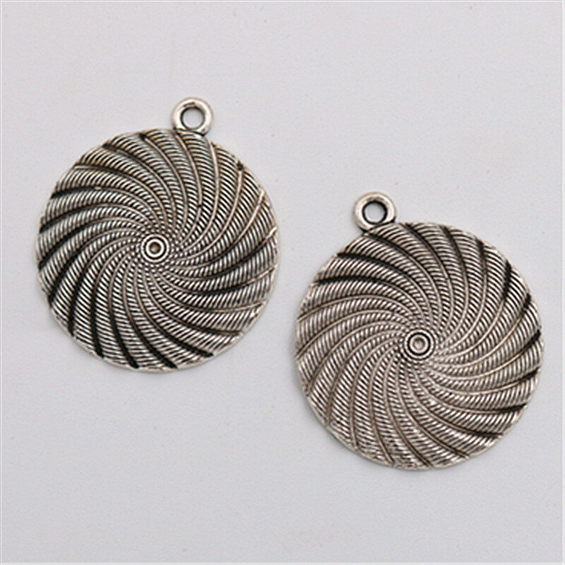 2pcs Silver Plated Whirlpool Glamour Vintage Necklace Bracelet DIY Metal Jewelry Alloy Pendants 40*35mm A1473