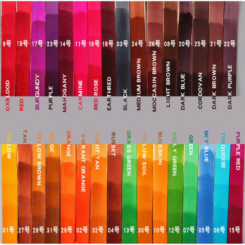 32colors 30ml/bottle Break Brand Leather Alcohol Dyestuff Cowhide dye Vegetable tanned leather Coloring Agent