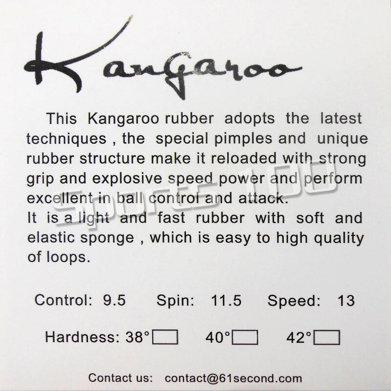 61 Tweede Kangoeroe Pips-In Tafeltennis Rubber Met Witte Spons