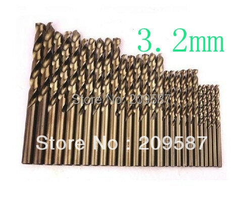 10pcs 3.2mm 0.13" HSS-Co M35 Straight Shank Twist Drill Bits For Stainless Steel