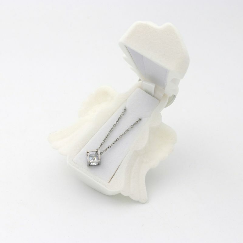 Brincos de veludo para colar de natal, caixa para presente, com anel e chaveiro, com porta-joias