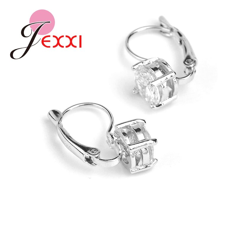 Hot Sale 925 Sterling Silver Fashion Jewelry Shining Micro Clear Crystal Silver Clip Earrings For Women Party Factory Price