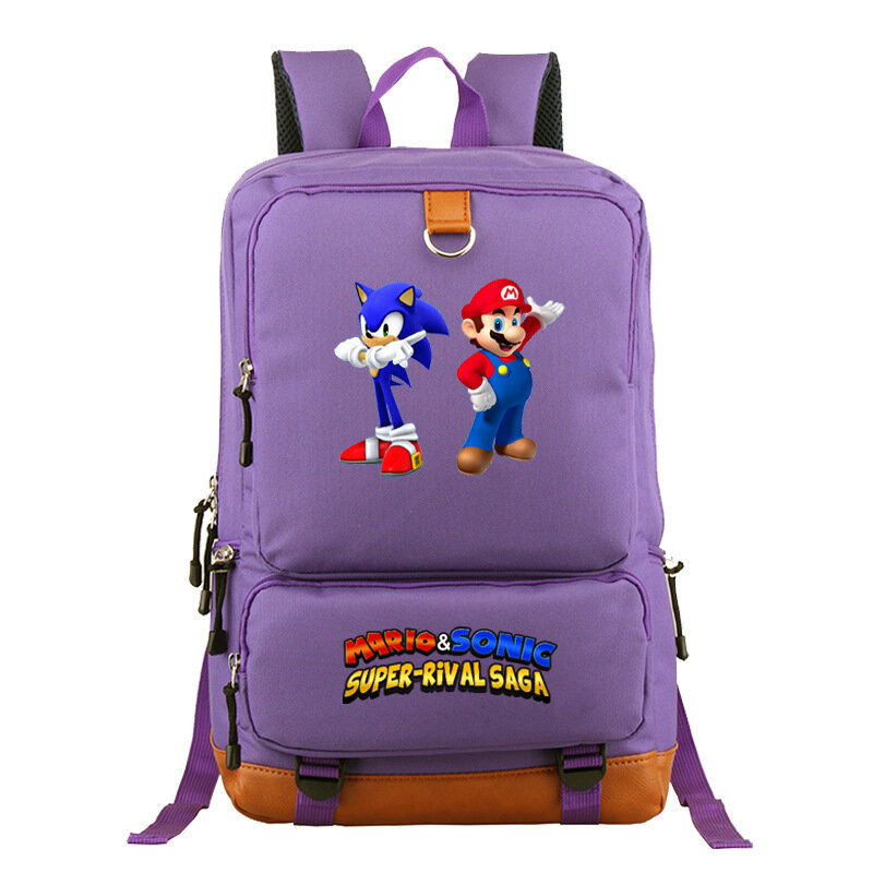 Школьный рюкзак для мальчиков и девочек, повседневный рюкзак для подростков с героями мультфильмов Sonic Super Mario Bros