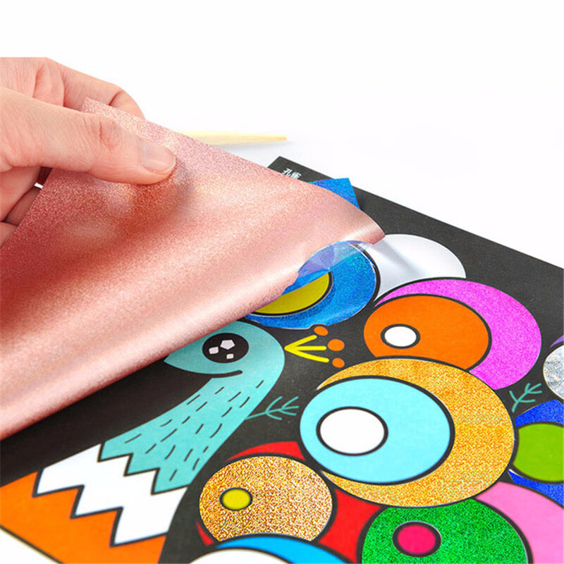 Meninas DIY Mágicos Adesivos Brilho Estrelado Céu Estrelado Colorido Glitter Transferência Adesivo Puzzle Brinquedo Para Crianças Do Jardim de Infância Arte Artesanato