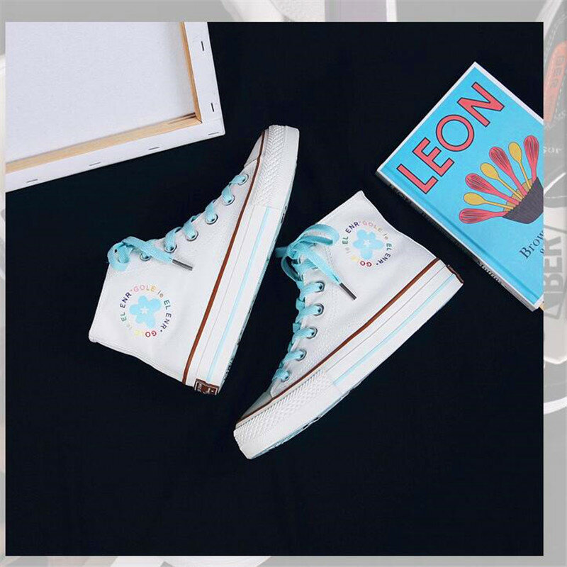 High-top canvas shoes female students 2020 spring and summer wild wild casual lace fashion women's shoes