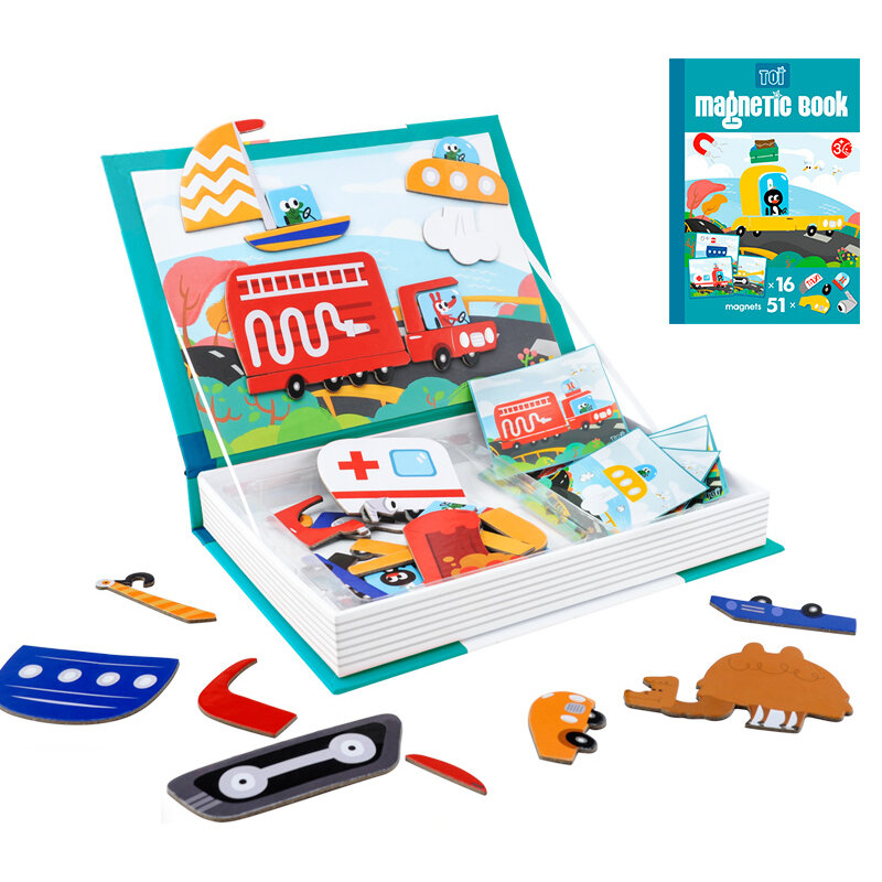 Quebra-cabeça magnético para crianças, livro de fita magnética livro de ensino precoce papel brinquedo educacional jogos presente para crianças> 3 anos de idade