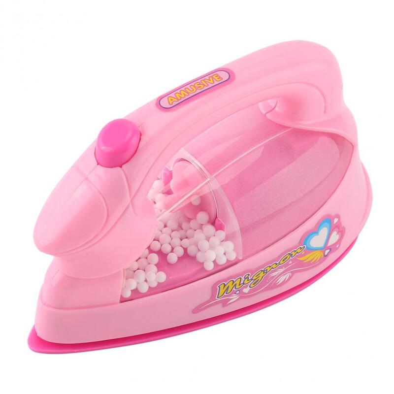 Plastikowe Mini żelazko elektryczne zabawki różowe/niebieskie dzieci dzieci dziecko udawaj zagraj w urządzenie domowe zabawka światło bezpieczeństwa symulacja zabawka dla dziewczynki
