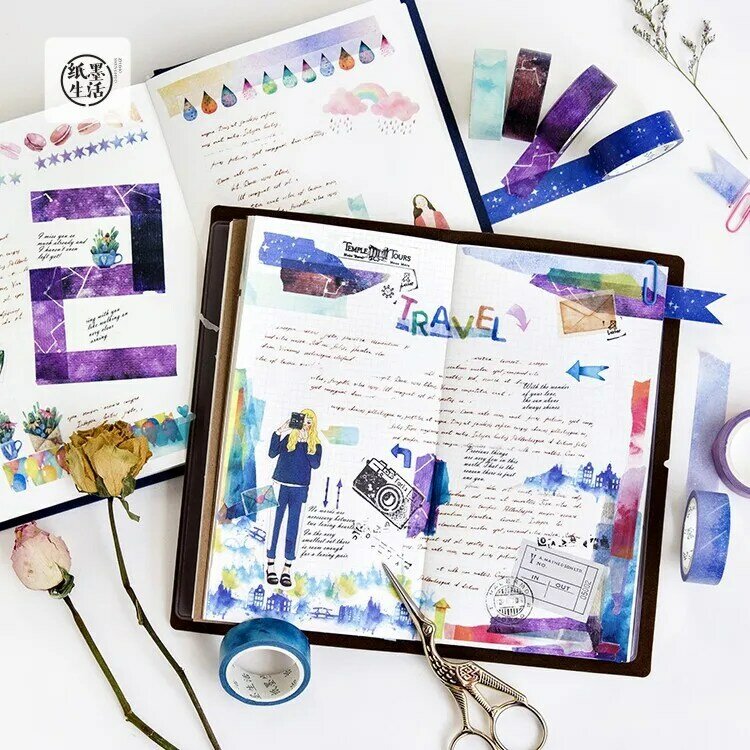 Sky Series Washi Paper Tape Creative Stationery Techo Album Diary DIY Stickers